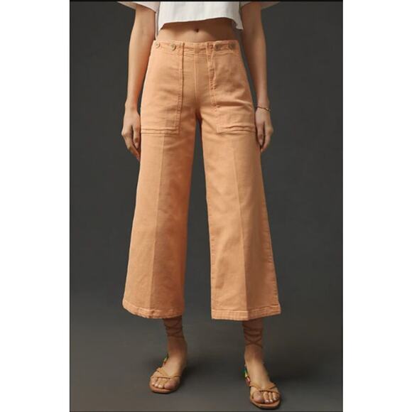 NEW! PILCRO 'The Kit' Cropped High-Rise Wide Leg Jeans in PEACH (31) - Picture 3 of 4
